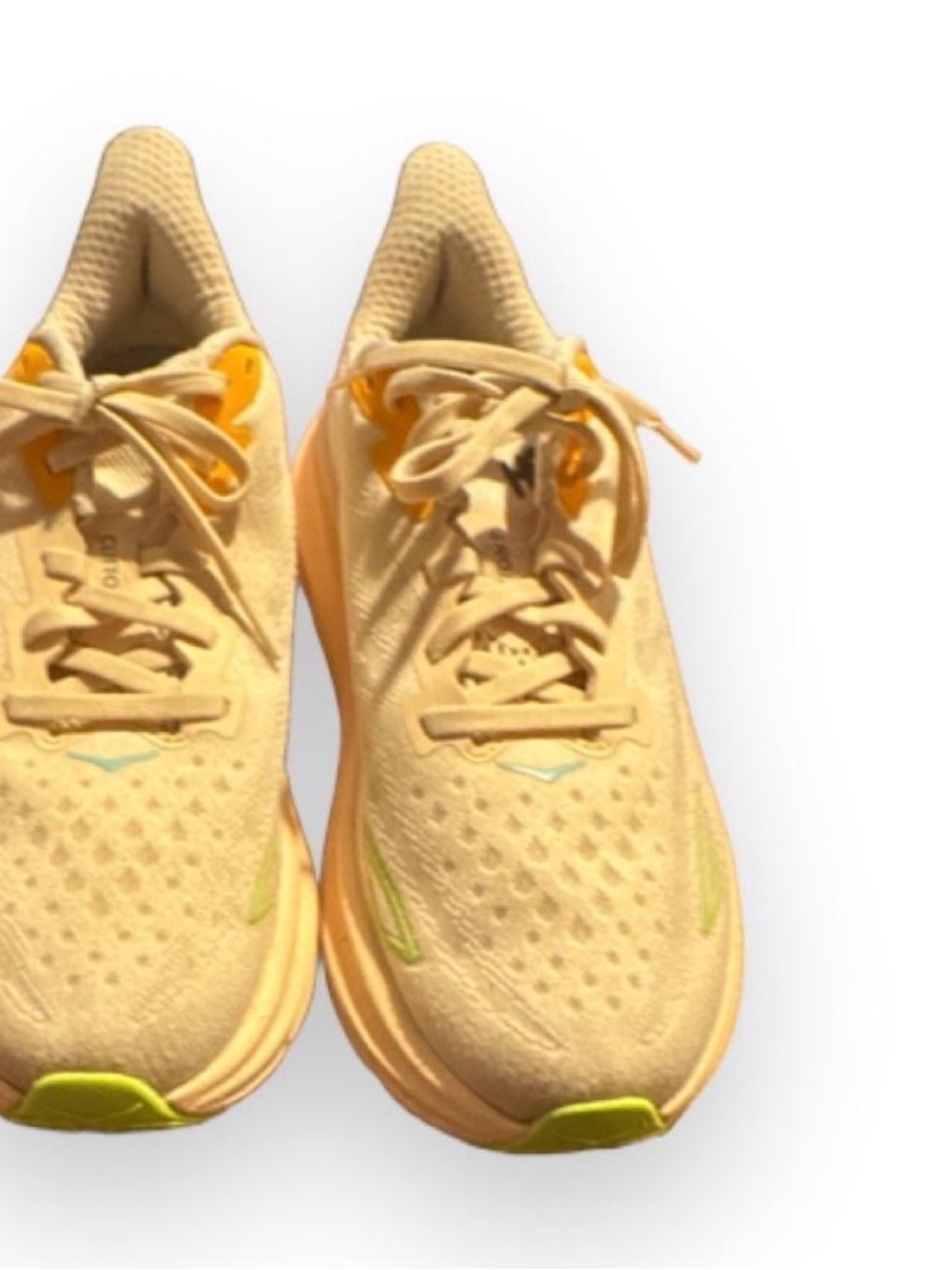 Hoka One One Clifton 9 Women's Peach and Lime Performance Running Shoes